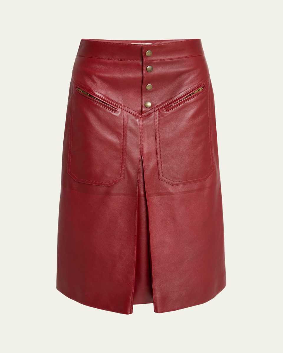 Slouch Leather Midi Skirt